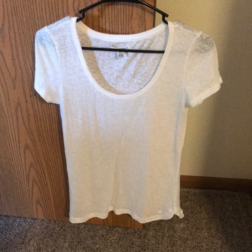 White scoop neck